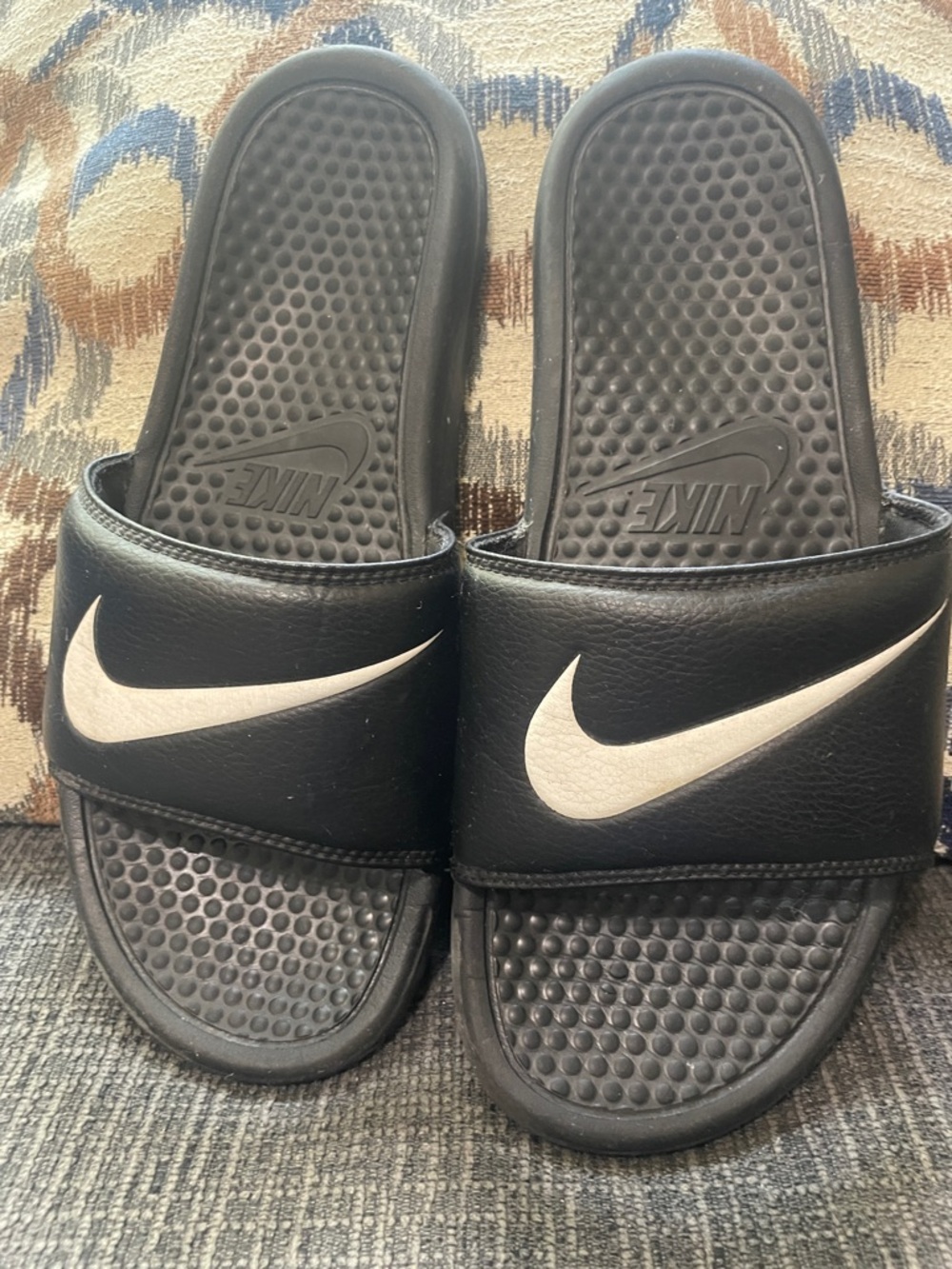 Nike Black Slides with White Swoosh - Picture 3 of 5